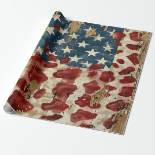 Papier Cadeau Drapeau américain rustique imprimé léopard (6)