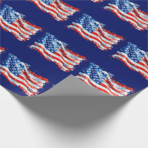 Papier Cadeau Drapeau américain USA Aquarelle 4 juillet