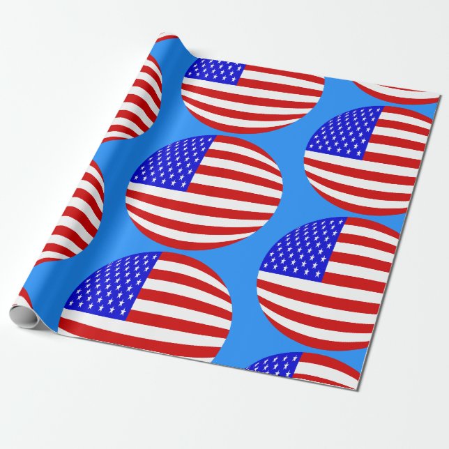 Papier Cadeau drapeau américain usa patriotique étoiles rayures  (Déroulé)
