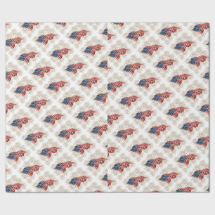 Papier Cadeau Drapeau américain vintage avec des feux d'artifice