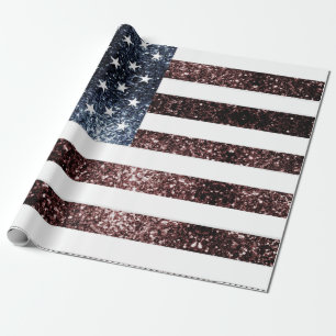 Papier Cadeau Drapeau américain vintage rouge bleu pétillant par