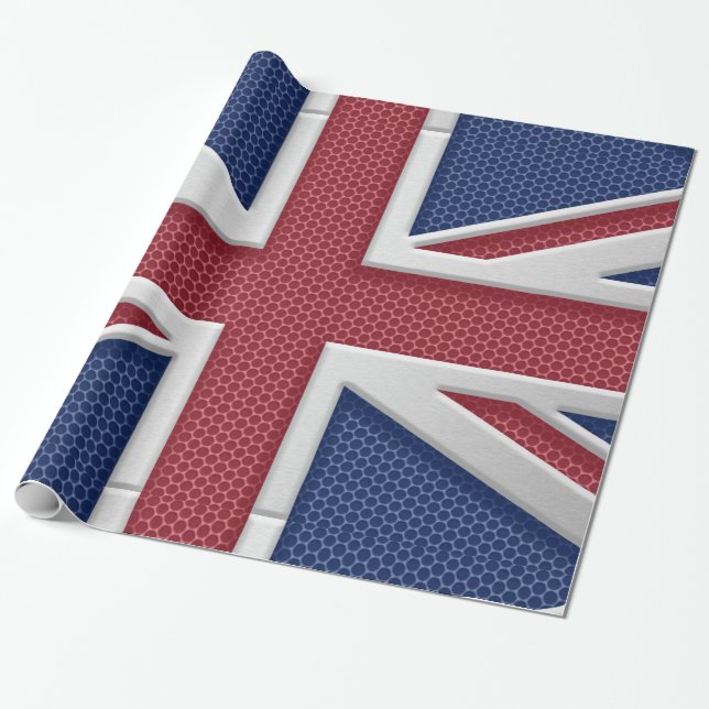 Papier Cadeau Drapeau britannique Union Jack Revêtu de métal bro (Déroulé)