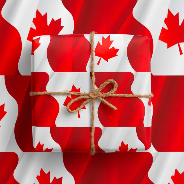 Papier Cadeau Drapeau Canada Feuille d'érable (Créateur téléchargé)