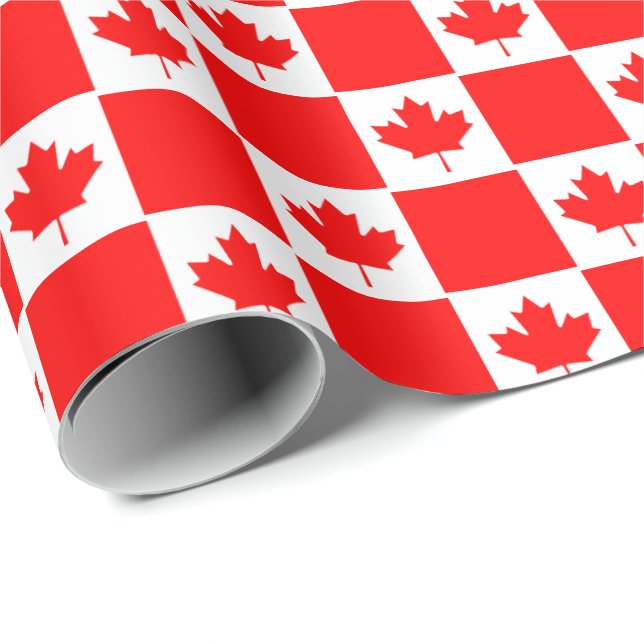 Papier Cadeau Drapeau canadien feuille d'érable rouge fête du Ca (Coin rond)