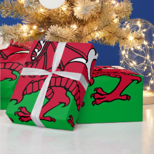 Papier Cadeau Drapeau celtique du Dragon rouge du Pays de Galles
