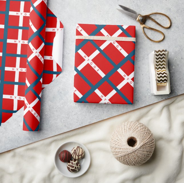 Papier Cadeau Drapeau danois scandinave Noël (Artisanat)
