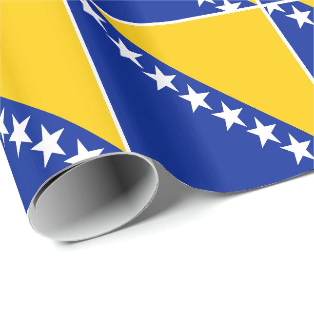 Papier Cadeau Drapeau de Bosnie-Herzégovine patriotique (Coin rond)