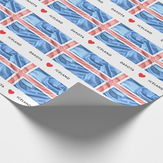 Papier Cadeau Drapeau de coeur de la coutume I de l'Islande (Coin)