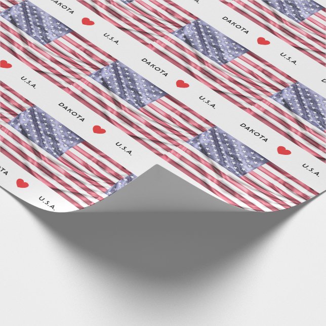 Papier Cadeau Drapeau de coeur de la coutume I des Etats-Unis (Coin)