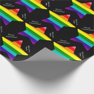 Papier Cadeau Drapeau de fierté LGBT 8 bandes Étoiles Noël LGBTQ