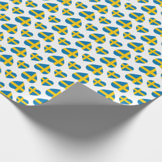 PAPIER CADEAU DRAPEAU DE FORME DE COEUR DE LA SUÈDE