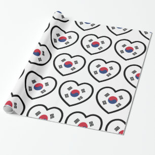 Papier Cadeau Drapeau de la Corée du Sud Cœur