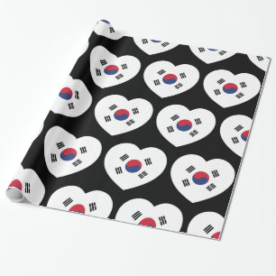 Papier Cadeau Drapeau de la Corée du Sud Cœur