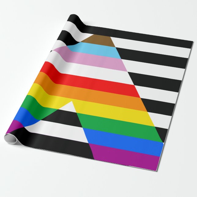 Papier Cadeau Drapeau de la fierté de progrès d'allié (Déroulé)