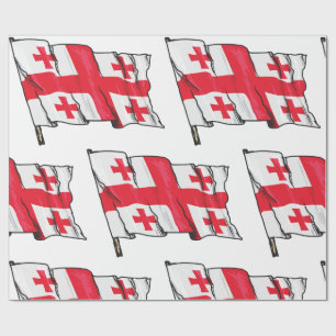 Papier Cadeau Drapeau de la Géorgie rouge et blanc à cinq croix 