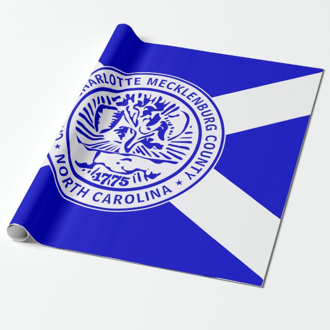 Papier Cadeau Drapeau de la ville de Charlotte (Caroline du Nord (Déroulé)