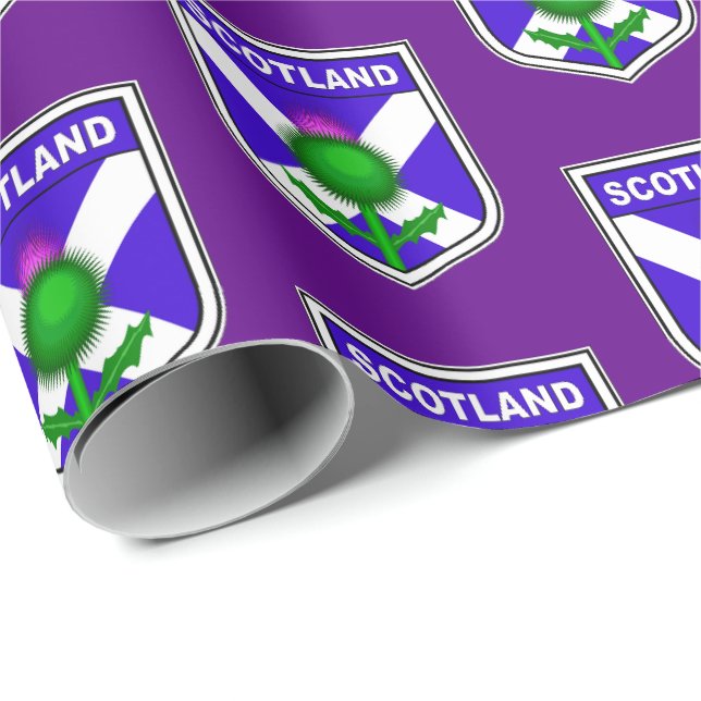 Papier Cadeau drapeau de l'Ecosse avec un chardon dans un (Coin rond)