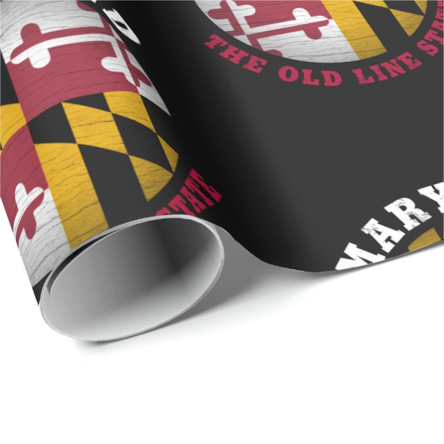 PAPIER CADEAU DRAPEAU DE L'ÉTAT DU MARYLAND OLD LINE (Coin rond)