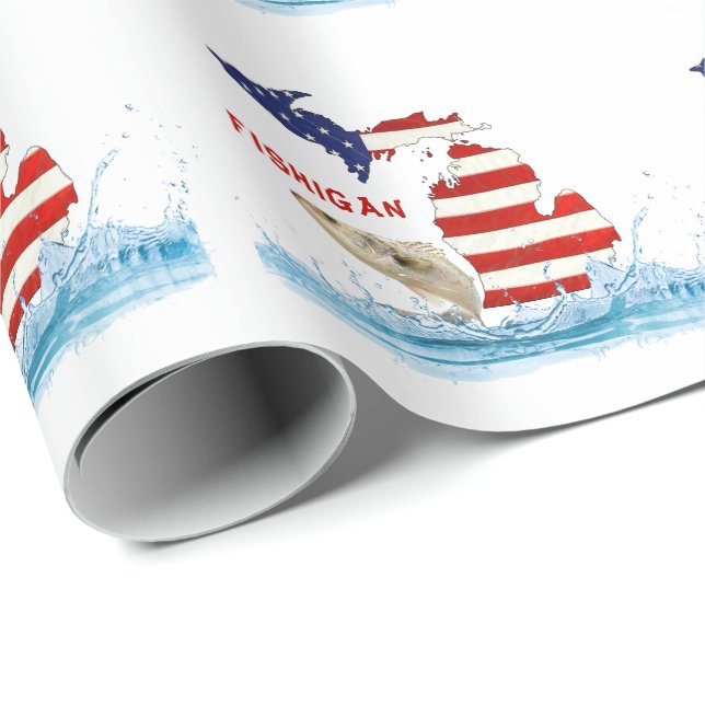 Papier Cadeau Drapeau de poisson dans l'eau (Coin rond)