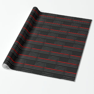 Papier Cadeau Drapeau de pompier affligé par obscurité