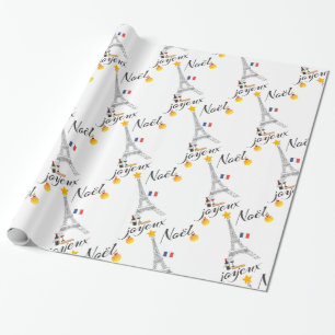 Papier Cadeau Drapeau de Tour Eiffel de la France Joyeux Noel