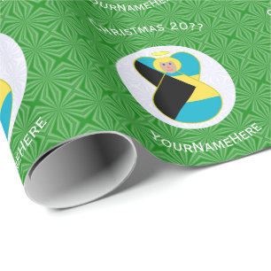 Papier Cadeau Drapeau des Bahamas Blonde Ange Noël Personnalisé