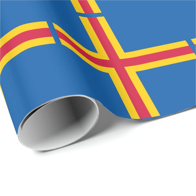 Papier Cadeau Drapeau des îles Åland patriotiques (Coin rond)