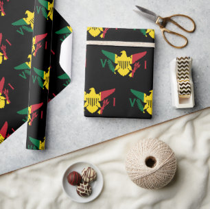 Papier Cadeau Drapeau des îles Vierges américaines  Vert jaune