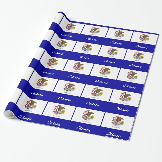 Papier Cadeau Drapeau d'état de l'Illinois (Déroulé)