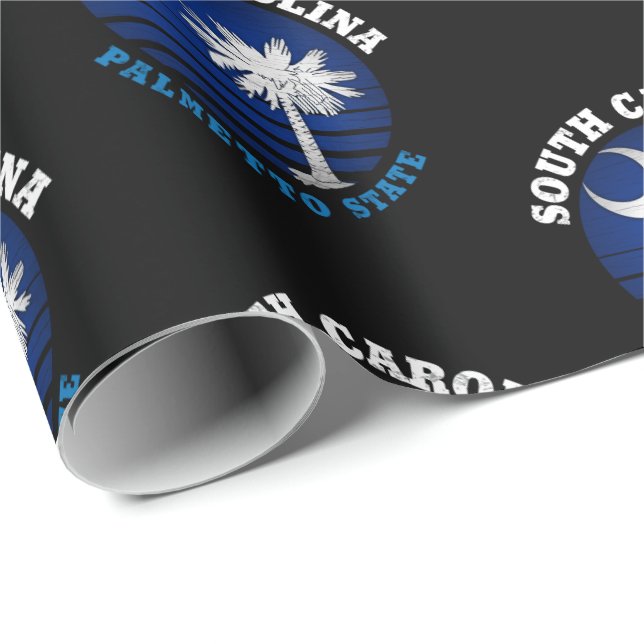 PAPIER CADEAU DRAPEAU D'ÉTAT DE PALMETTO DE CAROLINE SUD (Coin rond)