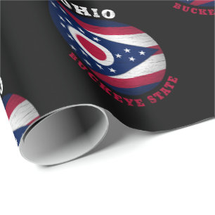 PAPIER CADEAU DRAPEAU D'ÉTAT OHIO BUCKEYE