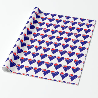Papier Cadeau Drapeau en forme de cœur d'Australie Funky avec bo