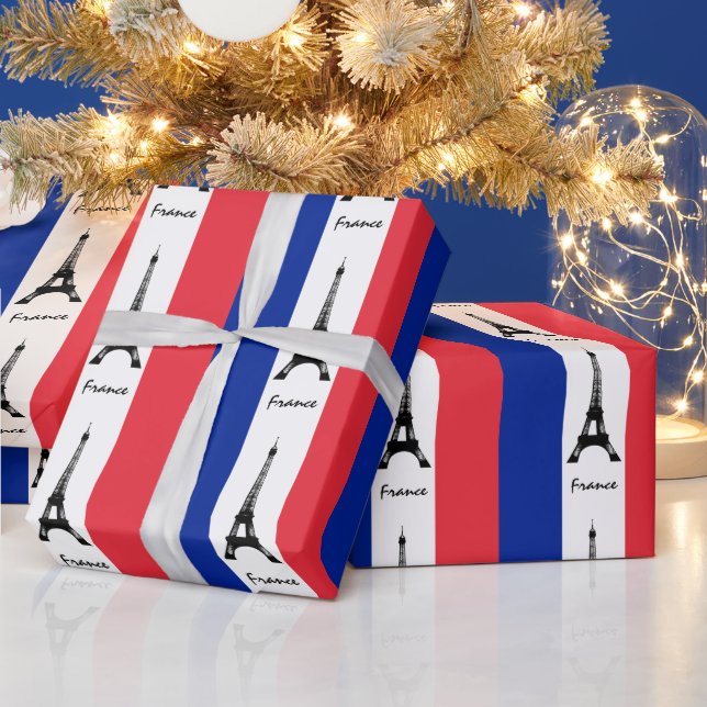 Papier Cadeau Drapeau français, cadeaux Eiffel et France / fans  (Vacances)
