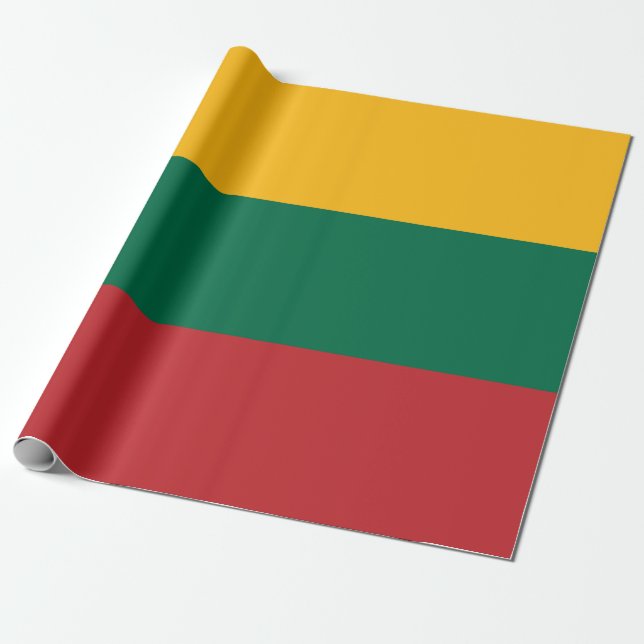 Papier Cadeau Drapeau jaune vert et rouge de Lituanie (Déroulé)