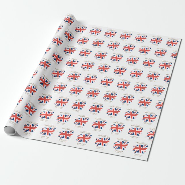 Papier Cadeau Drapeau King Charles III Union Jack (Déroulé)