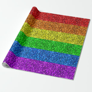 Papier Cadeau Drapeau LGBT vibrante parties scintillant arc-en-c