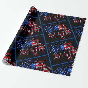 Papier Cadeau Drapeau patriotique papier d'enveloppement de feux