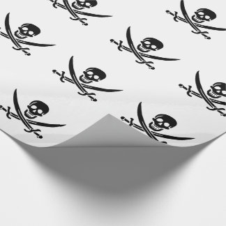 Papier Cadeau Drapeau pirate crâne épées croisées