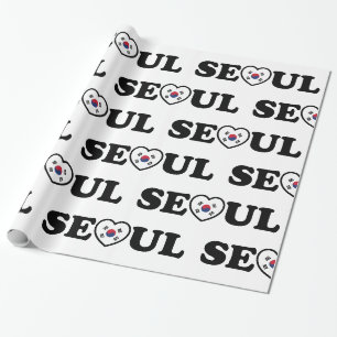 Papier Cadeau Drapeau Seoul Love Heart Taegeukgi