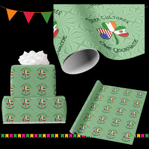 Papier Cadeau Drapeau Shamrock Américain Irlandais Mexicain