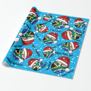 Papier Cadeau Drapeau sud-africain souriant style de Noël
