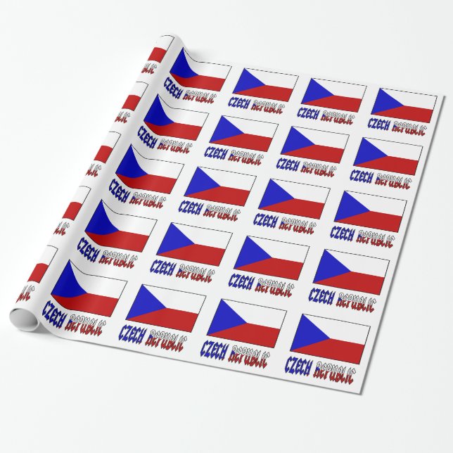 Papier Cadeau Drapeau Tchèque République tchèque et Tchéquie (Déroulé)