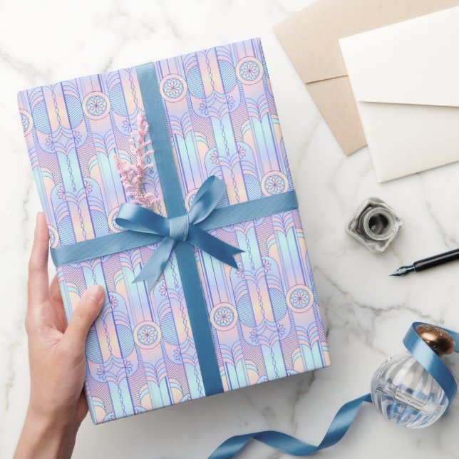 Papier Cadeau Dreamy Art Déco Pastel Rose, violet et Aqua (Cadeaux)