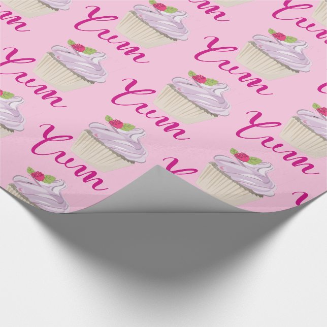 Papier Cadeau Dreamy Cupcake rose avec Yum framboise! (Coin)