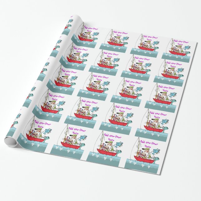Papier Cadeau Drôle cadeau de sac de pêche personnalisé (Déroulé)