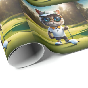Papier Cadeau Drôle Chat Golf Player,