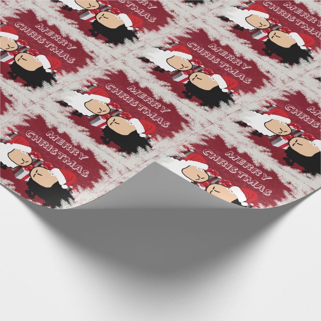 Papier Cadeau Drôle chic Noël Père Noël mouton de dessin animé (Coin)
