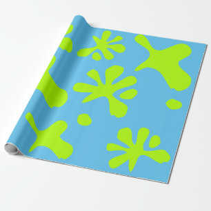 Papier Cadeau Drôle ciel bleu néon vert citron peindre éclabouss