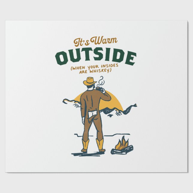 Papier Cadeau Drôle Cowboy Boire Whiskey (Plat)