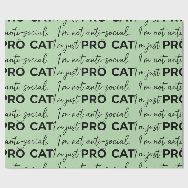 Papier Cadeau Drôle de chat pro anti-social introverti  (Plat)